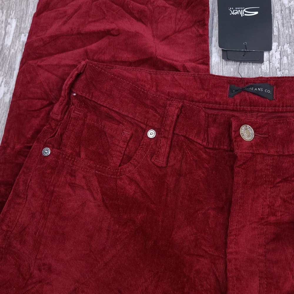 Silver Jeans Corduroy Pants Womens 29 Wine Highly Desirable Straight Leg - Picture 5 of 10